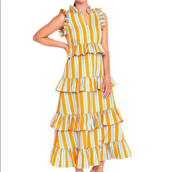 MDS Stripes Cotton Soirée Dress - Picture 6 of 8